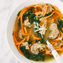 Spicy Sausage and Kale Soup with Carrot Noodles