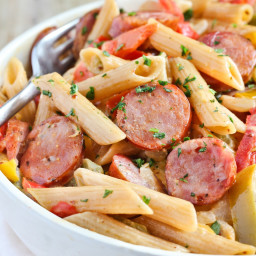 Spicy Sausage and Mixed Vegetable Skillet Pasta