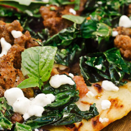 Spicy Sausage, Kale, and Goat Cheese Pizza