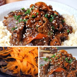 Spicy Tangerine Beef with Carrot Ribbons