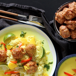 Spicy Thai Chicken Meatballs in a Coconut Broth