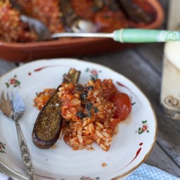 Spicy Grilled Eggplant Risoni Bake