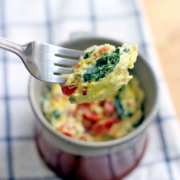 Spinach and Cheddar Microwave Quiche in a Mug