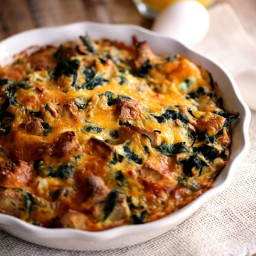 Spinach and Cheese Bagel Strata
