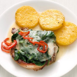 Spinach-and-Cheese Pork Chops with Polenta