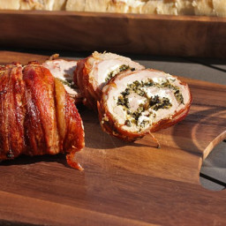 Spinach and Cheese Stuffed Bacon Wrapped Pork Tenderloin