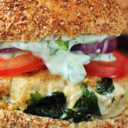 Spinach and Feta Turkey Burger with Tzatziki Sauce