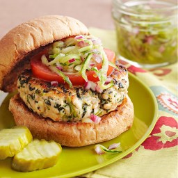 Spinach and Feta Turkey Burgers with Cucumber Relish Recipe