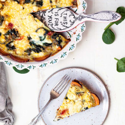 Spinach and Goat Cheese Quiche with Sweet Potato Crust