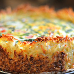 Spinach and Gruyere Cheese Quiche with a Hash Brown Crust