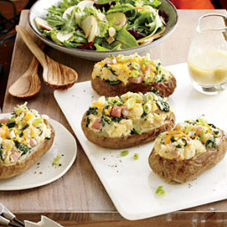 Spinach and Ham Stuffed Baked Potatoes