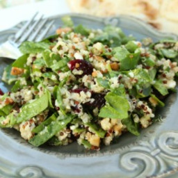 Spinach and Quinoa Salad with Toasted Cashews and Dried Cranberries