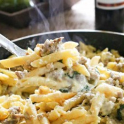 Spinach and Sausage One-Pan Alfredo