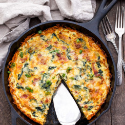 Spinach, Bacon, Cheese Quiche with Sweet Potato Crust