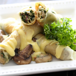 Spinach Bacon Crepes with Hollandaise Sauce