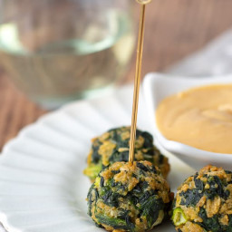 Spinach Balls with Hot Sweet Mustard Dipping Sauce