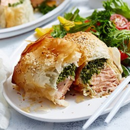 Spinach, feta and salmon parcels