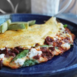Spinach, Goat Cheese & Chorizo Omelette