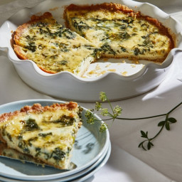Spinach, Leek and Goat Cheese Quiche With Olive Oil Crust