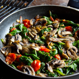 Spinach Mushroom and Cherry Tomato Fry Up