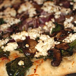 Spinach Mushroom Red Onion Goat Cheese Pizza