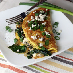 Spinach, Onion, and Goat Cheese Omelette