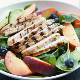 Spinach, Peaches and Chicken Summer Salad
