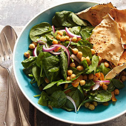 Spinach Salad with Indian-Spiced Garbanzos, Apricots, and Onions