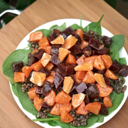 Spinach Salad with Lentils, Beets & Orange