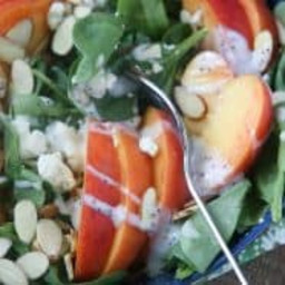 Spinach Salad with Peaches, Gorgonzola and Almonds