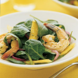 Spinach Salad with Spiced Shrimp and Mango