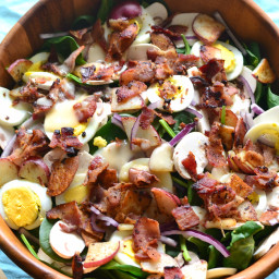 Spinach Salad with Warm Maple Bacon Dressing
