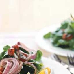 Spinach Salad With Warm Onions and Crispy Salami