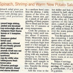 Spinach, Shrimp, and Warm New Potato Salad