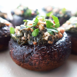 Spinach Stuffed Mushrooms with Feta & Garlic (Low Carb, Gluten-free)