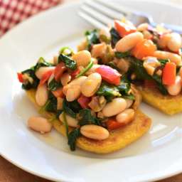 Spinach, White Beans, and Baked Polenta Slices