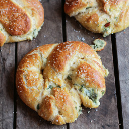 Spinach and Artichoke Stuffed Beer Soft Pretzels