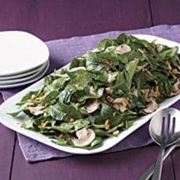 Spinach and Mushroom Salad with Miso-Tahini Dressing