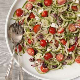 Spiralized Cucumber Salad with Feta & Olives
