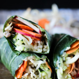 Spiralized Zucchini and Bean Sprout Collard Wrap
