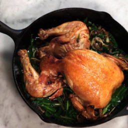 Splayed Roast Chicken With Caramelized Ramps