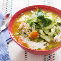 Spring Barley Soup with Green Garlic & Baby Fennel-Asparagus Salad