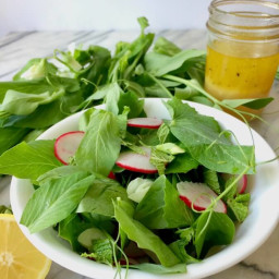 Spring Pea Shoot Salad with Lemon-Garlic Dressing