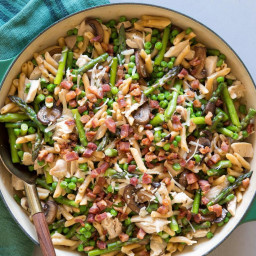 Spring Vegetable-and-Chicken Alfredo Penne