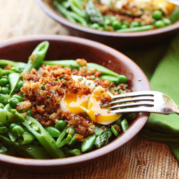Spring Vegetable Salad With Poached Egg and Crispy Bread Crumbs Recipe
