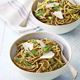 Springtime Spaghetti  with Pesto, Asparagus & Zucchini