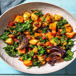 Squash and Chorizo Jumble with Spinach and Zesty Dressing