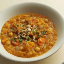 Squash, Chickpea  and  Red Lentil Stew
