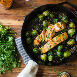 Sriracha and Lime Salmon w/ Garlic Roasted Brussel Sprouts