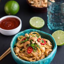 Sriracha Lime and Creamy Cashew Fettuccine with Toasted Sesame Seeds